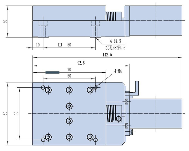 PP110-30H 高精度電動平移臺 X軸位移臺 30mm行程滑臺 精密位移臺