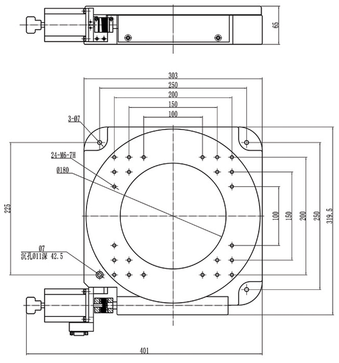 PX110-400 精密型電動旋轉(zhuǎn)臺（蝸輪蝸桿）旋轉(zhuǎn)臺 任意角度分度盤