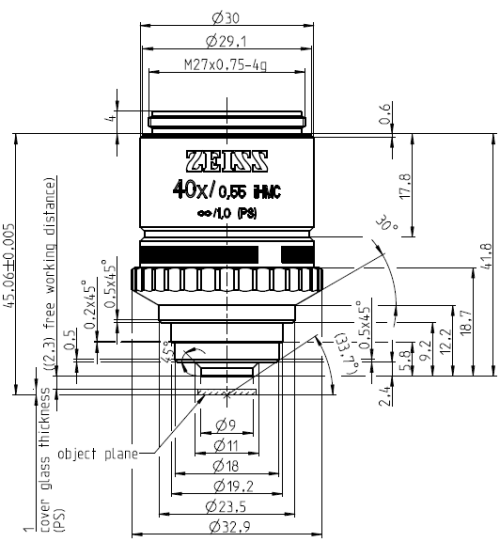 蔡司物鏡Objective LD A-Plan10x/0.25長工作距離/熒光顯微鏡物鏡