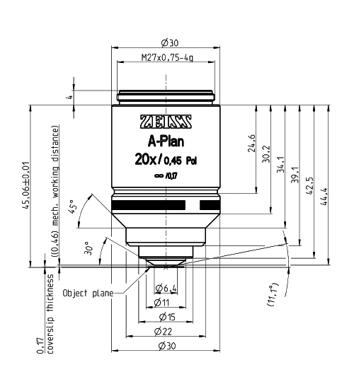 蔡司物鏡Objective A-Plan 5x/0.12 Pol M27