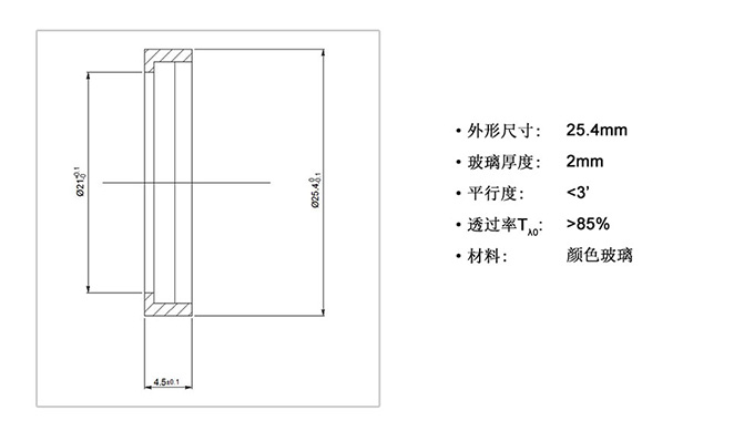 派迪威長波通濾光片（帶框）Φ25.4 LGP-3001