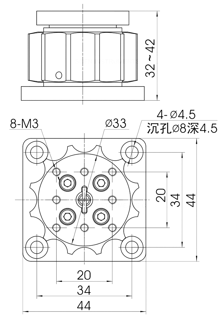 精密手動升降臺高度調節(jié)Z軸位移臺行程10mm