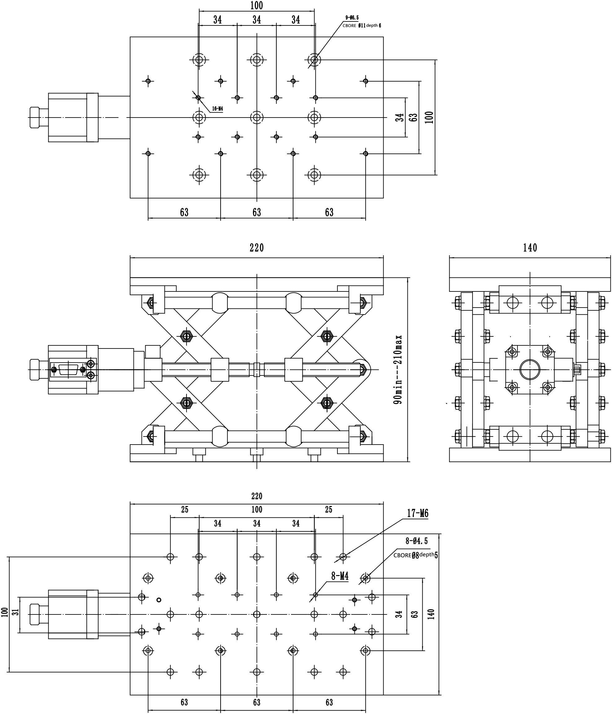 電動高精整體組合臺XYZ雙軸滑臺位移臺Z軸升降臺 PT-XY100 PT-GD402