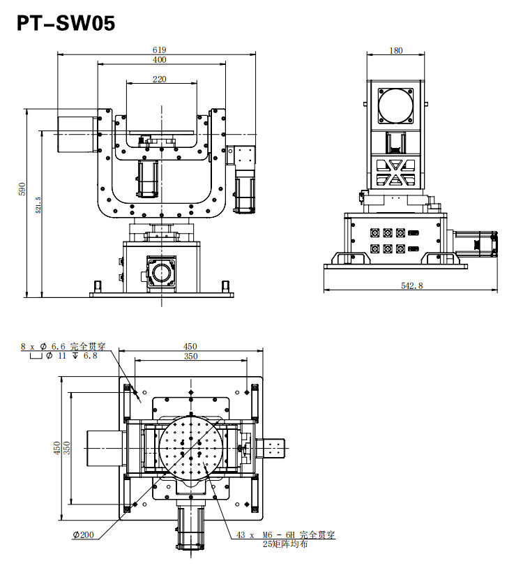 PT-SW05 高精度電動(dòng)三維轉(zhuǎn)臺(tái) 三維位移臺(tái)