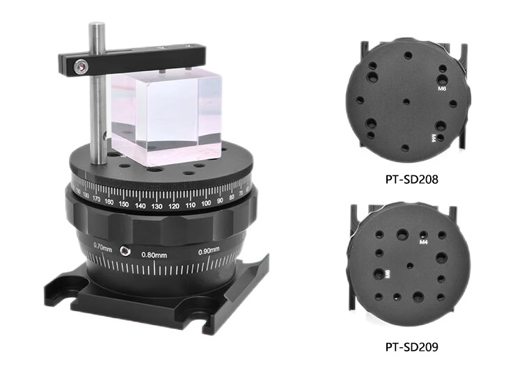 360°手動旋轉(zhuǎn)升降臺 26mm垂直調(diào)整光學(xué)實驗位移臺 PT-SD208