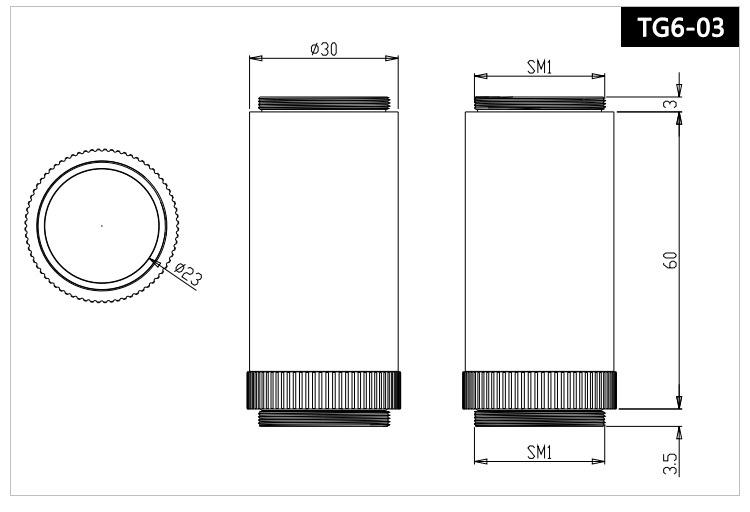 屏蔽套管組件透鏡套管遮光組件帶SM1外螺紋透鏡套管