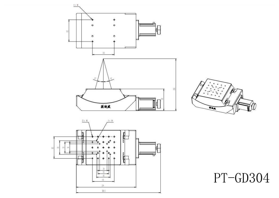 PT-GD304 電動(dòng)高精度角位臺(tái) 蝸輪蝸桿 角度儀 ±15° 電動(dòng)位移臺(tái)